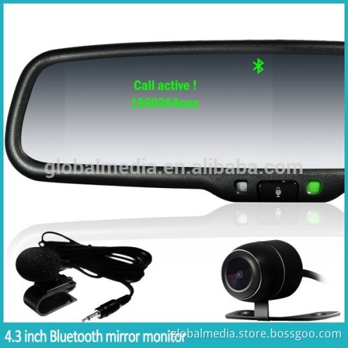 2016 new design 4.3 inch high brightness car rearview monitor with bluetooth function